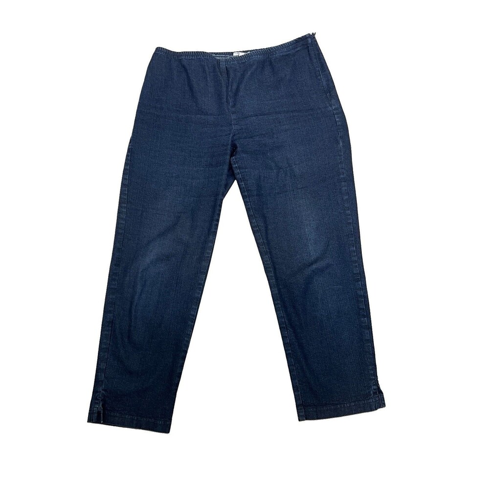 Eileen Fisher Ankle Jeans Women's Petite Large Blue Denim Stretch Side Zip Waist